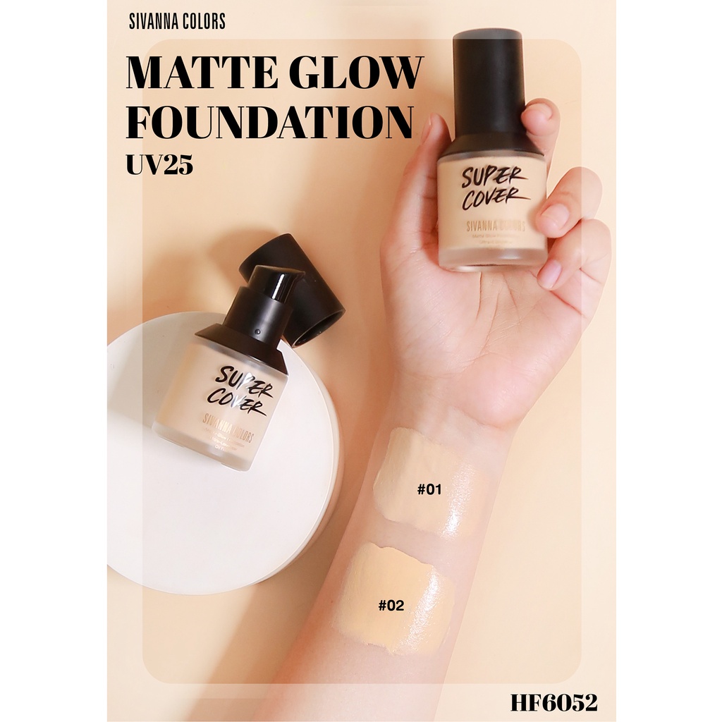 Kem nền che khuyết điểm mỏng nhẹ lâu trôi thẩm thấu nhanh HF6052 Sivanna Colors Super Cover Matte Glow Foundation