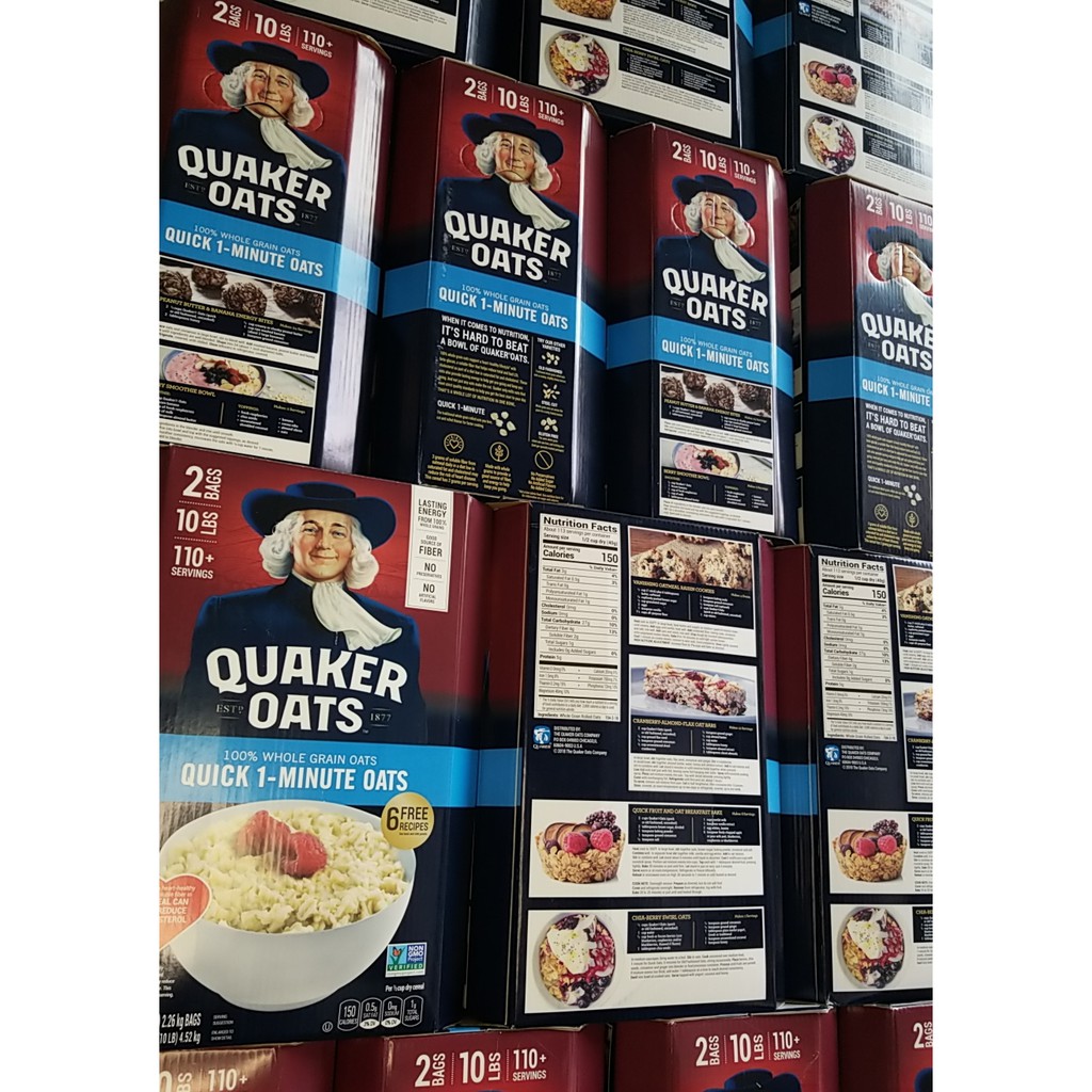 [Hàng mới 2022] Yến Mạch Mỹ Quaker Oats Quick 1-Minute 4,52kg