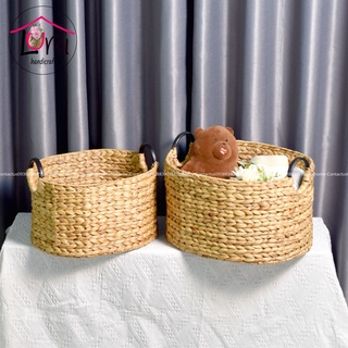 [Lubi Home] - Giỏ đựng đồ lục bình oval quai sắt - sang trọng, tinh tế