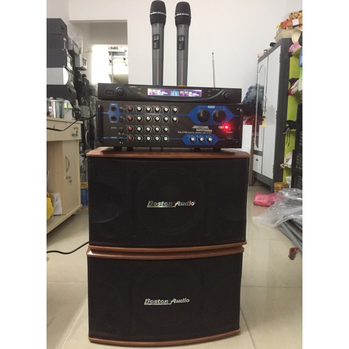 Dàn âm thanh, hát karaoke Boston tặng cặp mic ko dây