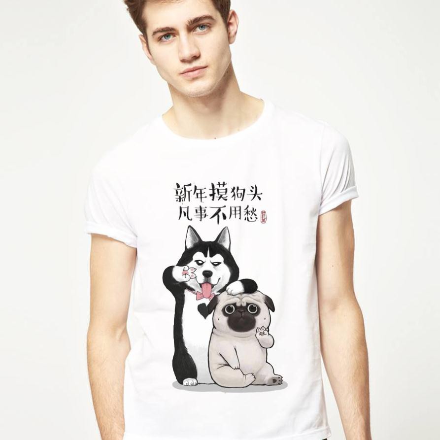 [SIÊU SALE] Áo thun hàn quốc husky & pug cute, vải cotton mịn, mát, in cao cấp, phong cách, áo thun nam nữ 2021