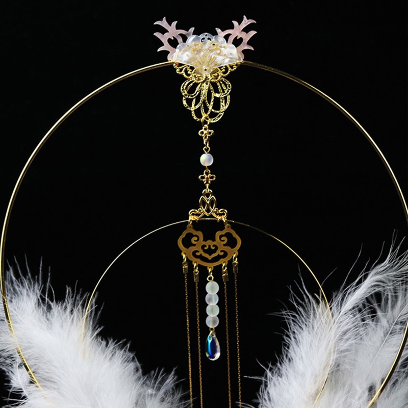 Cài Tóc Hình Vương Miện Đính Lông Vũ Phong Cách Lolita Vintage