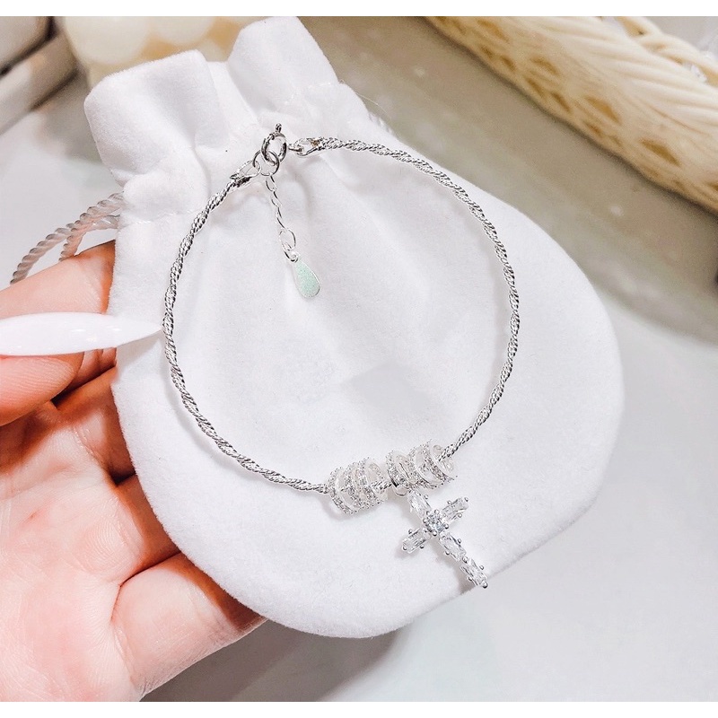 Vòng tay thánh giá bạc thật phối charm DaLiA Jewelry lắc tay thánh giá bạc 925