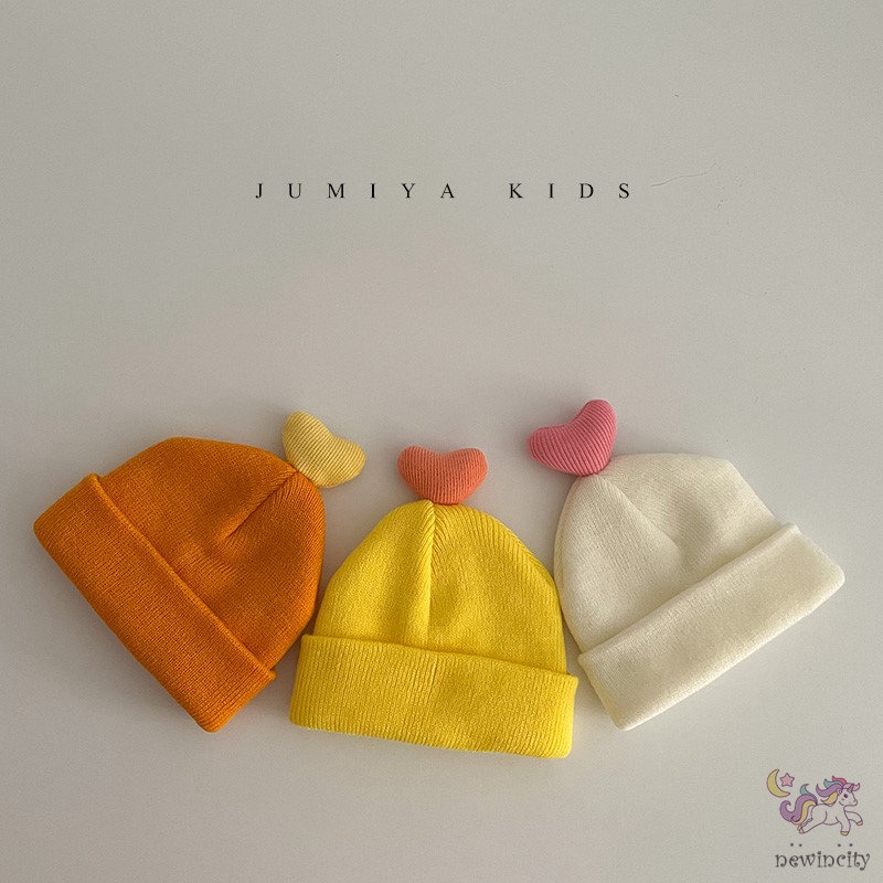 Mũ dệt kim phối hình trái tim đáng yêu cho em bé