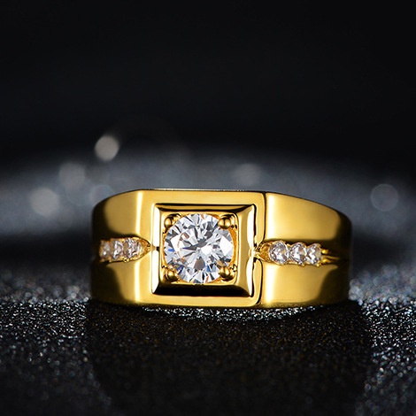 Nhẫn Hở Mạ Vàng 24K Đính Kim Cương Nhân Tạo Cho Nam