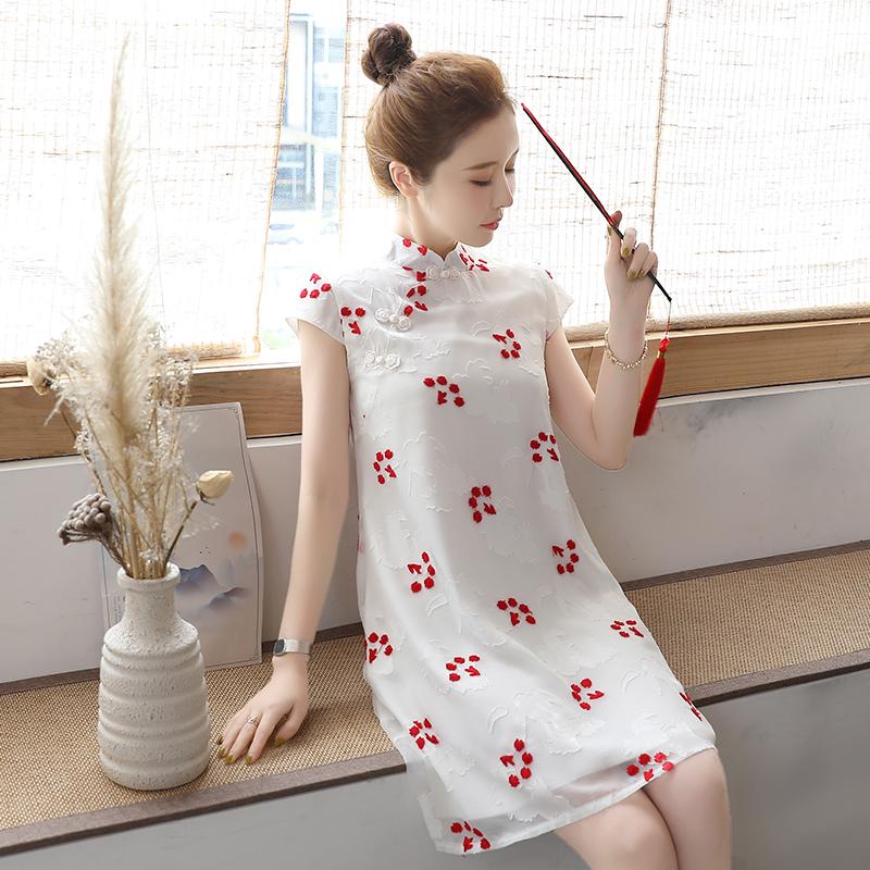 [Nhập WASIPN giảm 30K cho đơn 150K] đầm dáng suông họa tiết thêu trung hoa phong cách cổ điển thanh lịch dành cho nữ