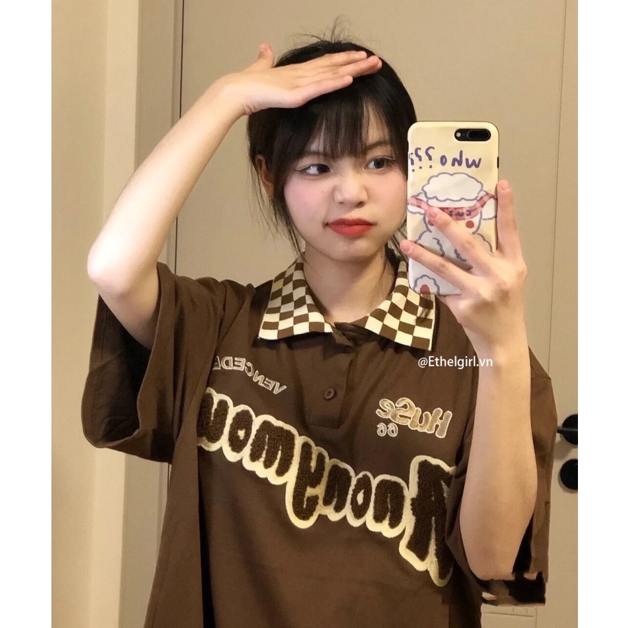 Áo thun polo ngắn tay họa tiết thêu phong cách cổ điển thời trang dành cho nữ