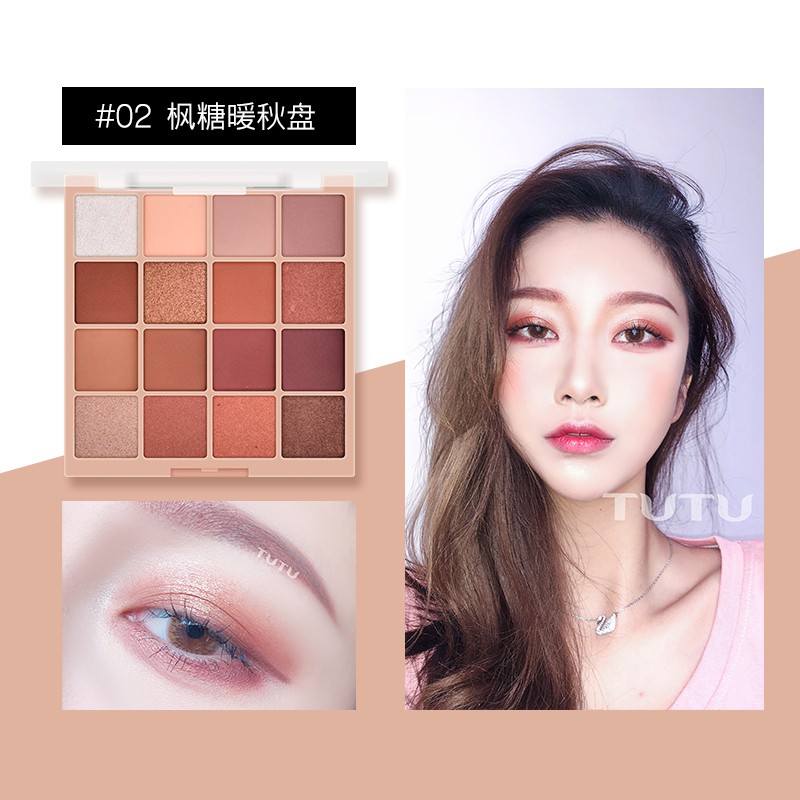 Tiệm của Hara - Bảng phấn mắt 16 ô màu TUTU KAQI COLOR PALETTE nội địa Trung đa dạng màu sắc