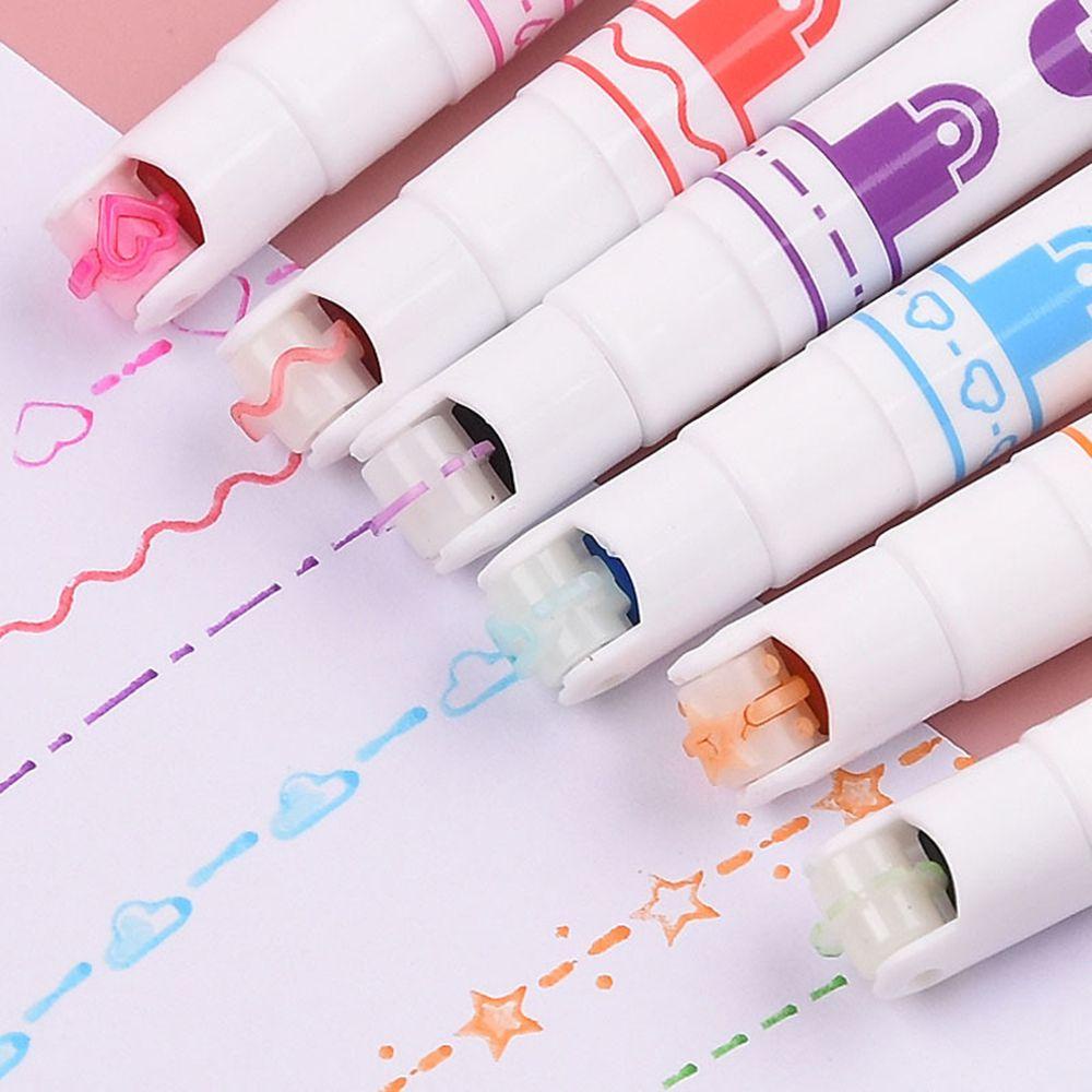 PISTA Set 6 Bút Dạ Quang Dùng Để Vẽ Viền Lượn Sóng