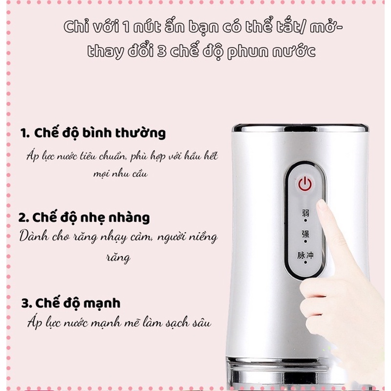Tăm Nước Nha Khoa Oral Irrigator - Máy Tăm Nước Cầm Tay Vệ Sinh Răng Miệng Công Nghệ Châu Âu BH 12 Tháng - BENTEX