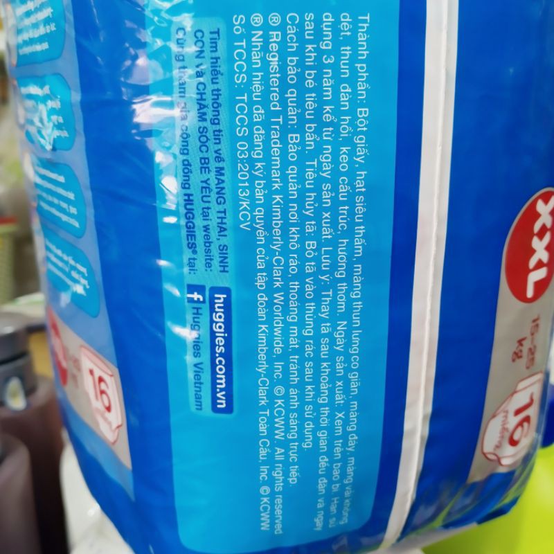 Tã quần em bé Huggies Dry size XXL (16 miếng/gói).