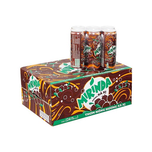 [Giao 2 Giờ] Nước ngọt Mirinda hương Xá Xị lon 330ml (thùng 24 lon)