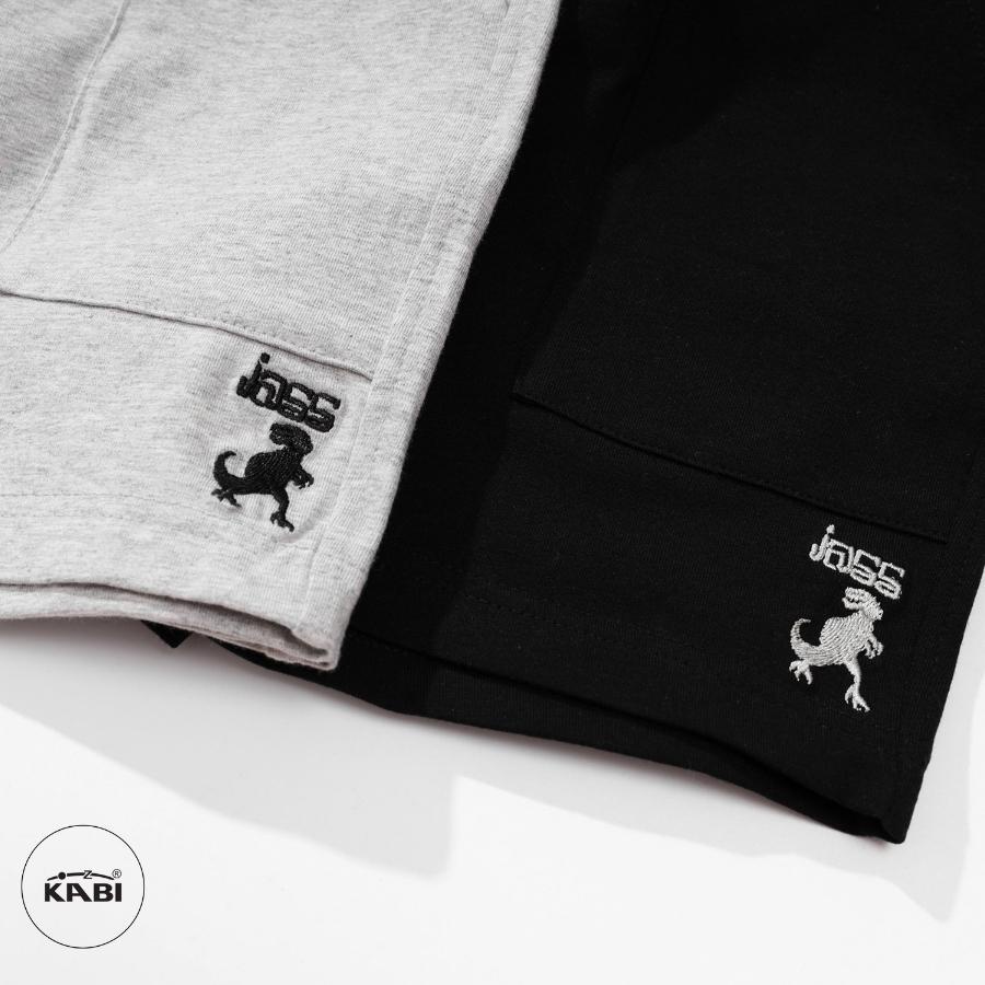 Quần đùi thun bé trai KABI sooc cotton thoáng mát thoải mái cho bé màu trơn thêu họa tiết - BQN003