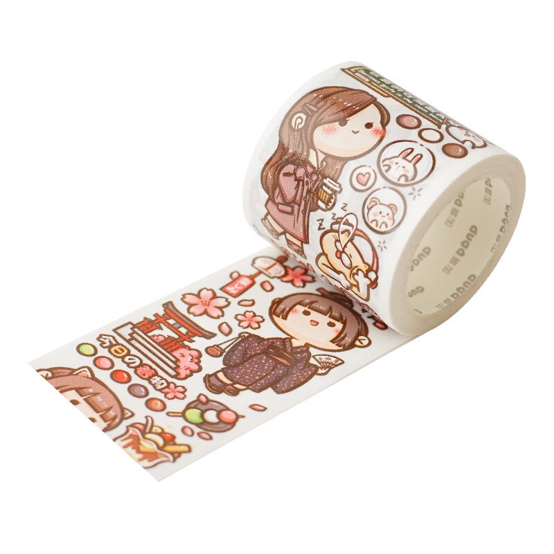 Chiết cuộn 80-90cm Washi Tape họa tiết small Mochi đáng yêu trang trí sổ nhật ký, lưu bút siêu xinh