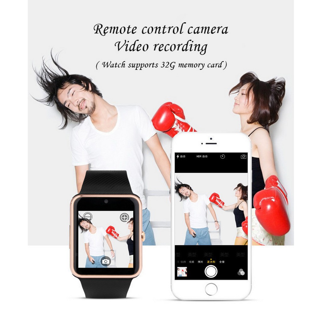 Đồng hồ đeo tay thông minh GT08 kết nối bluetooth màn hình cảm ứng hỗ trợ camera có khe để sim cho Android IOS