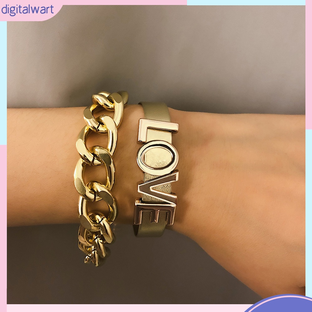 Bộ 2 vòng tay thời trang nữ kiểu dáng cực cá tính màu hoàng kim thanh lịch