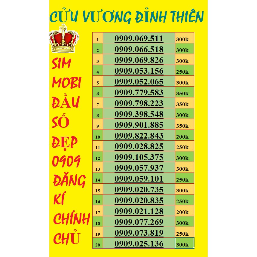 Sim Mobifone 10 số đẹp 4G đầu số 0909