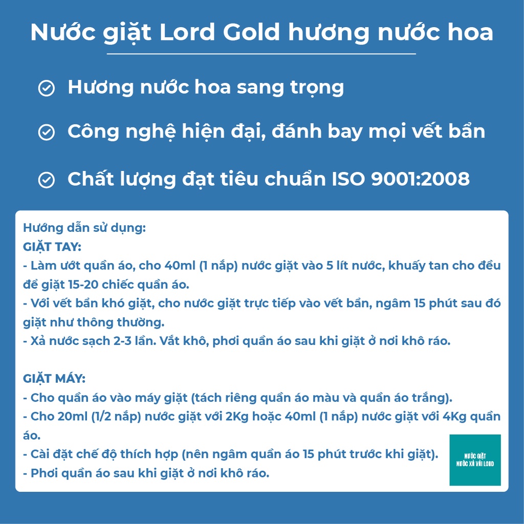 Nước giặt Lord Gold 10kg hương nước hoa