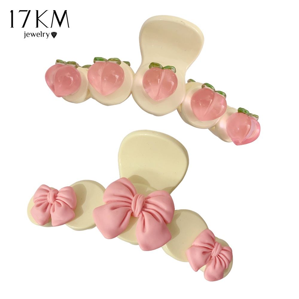 Kẹp tóc càng cua 17km màu hồng đào hoạt hình phong cách Hàn Quốc