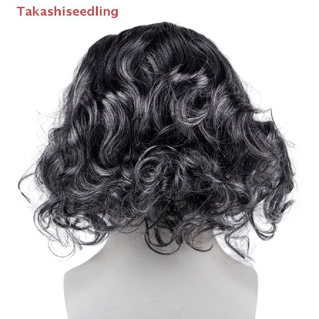 (Takashiseedling) Hair Old Man Wig White Bald Cap With Hair On Sides Balding Wig Grandpa Halloween Cosplay Costume Wig Halloween scalp props, Bald Styling