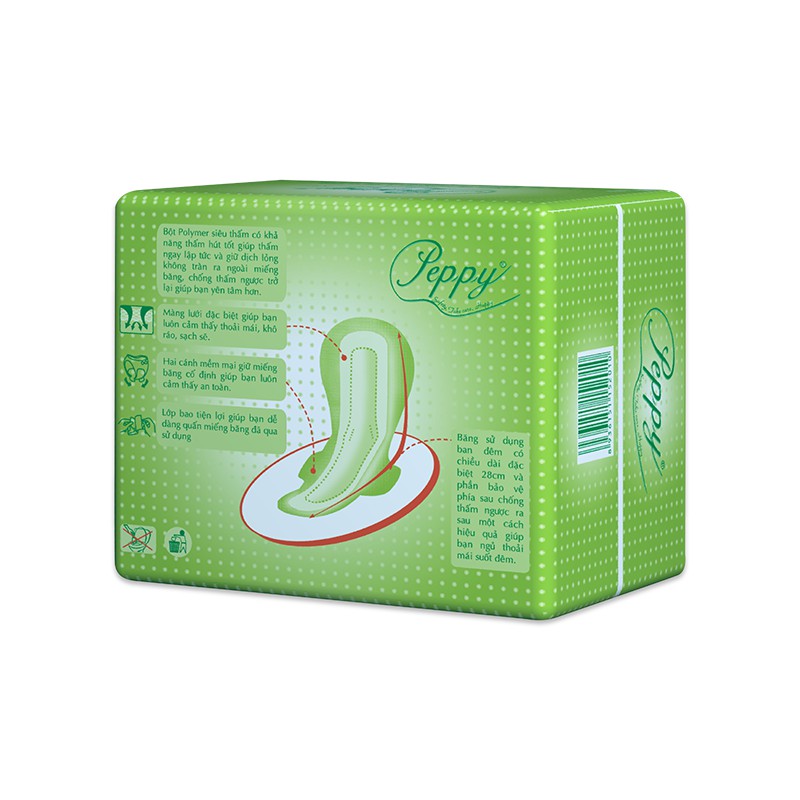 [HOT] Băng vệ sinh PEPPY A03 lưới siêu thấm, mỏng cánh kết hợp 5 miếng ngày+ 2 miếng đêm-Combo 3 gói