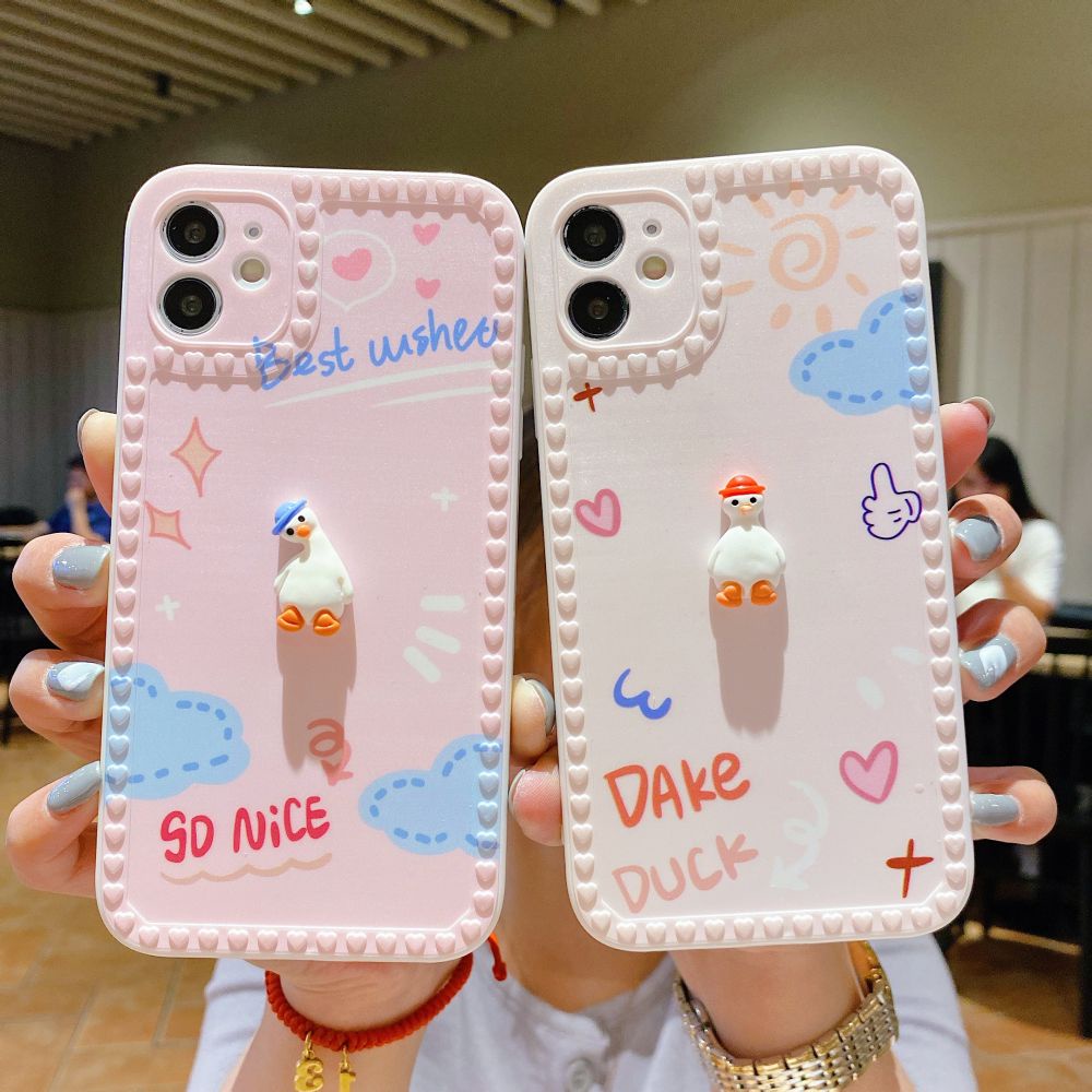 Tilt Head Duck Silicone Phone Case with Pendant for OPPO Reno6 5 3 A93 A94 A15 A3S A5 A12 A5S A7 A12E A8 A31 A57 A59 A83 F11 A5 A9 2020 A52 A72 | BigBuy360 - bigbuy360.vn