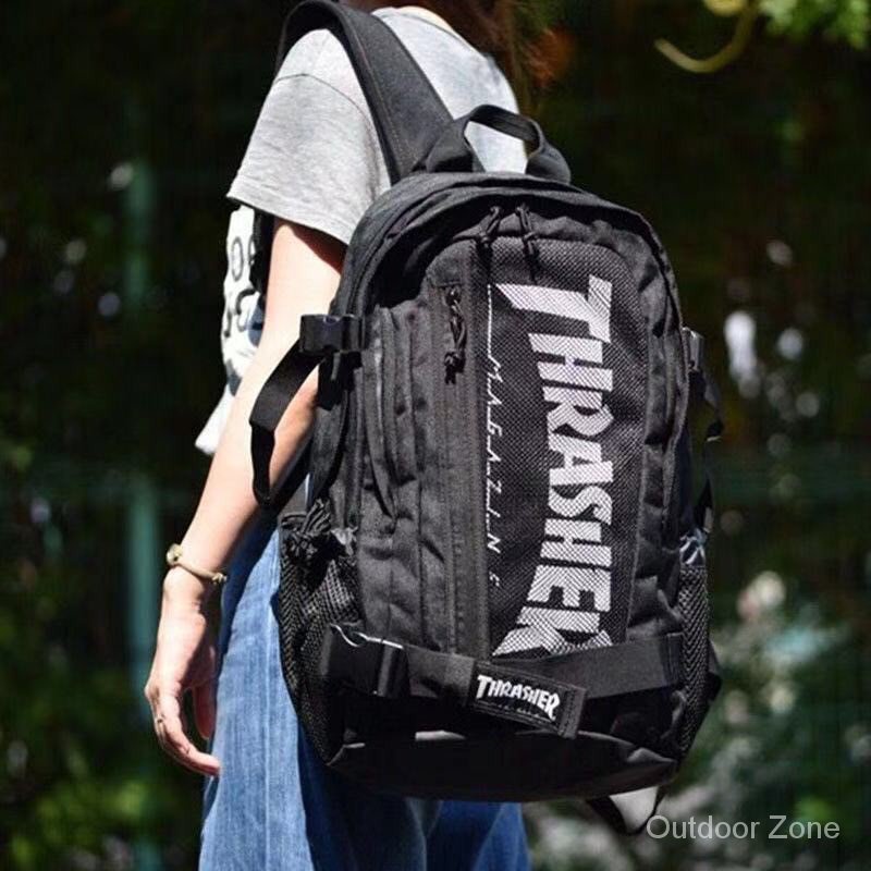Balo Vải Oxford Họa Tiết Chữ THRASHER Phong Cách Đường Phố Nhật Bản Cá Tính