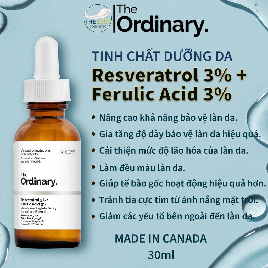 Serum chống lão hoá -The Ordinary Resveratrol 3% + Ferulic Acid 3%