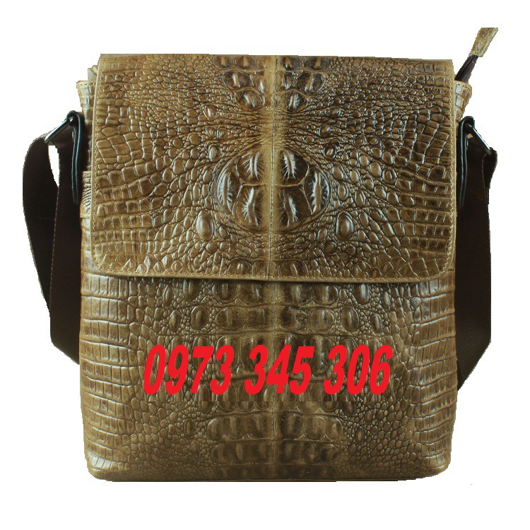 Túi đeo chéo nam da bò dập vân cá sấu da bò cao cấp KT :28x24x5.5cm