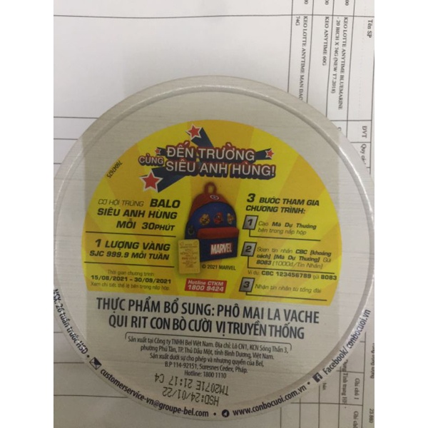 Phomai con bò cười vị truyền thống 16 Miếng (mẫu mới tinh phiên bản siêu anh hùng date tháng 02/2022)