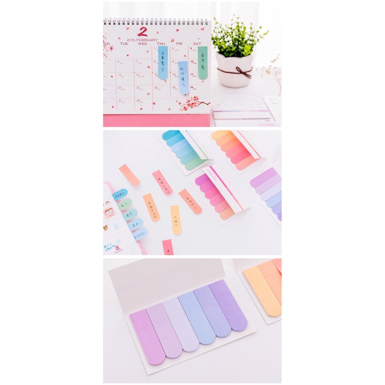 Set Sticky Note/Giấy Ghi Chú/Đánh Dấu Trang Ombre Màu Cầu Vồng