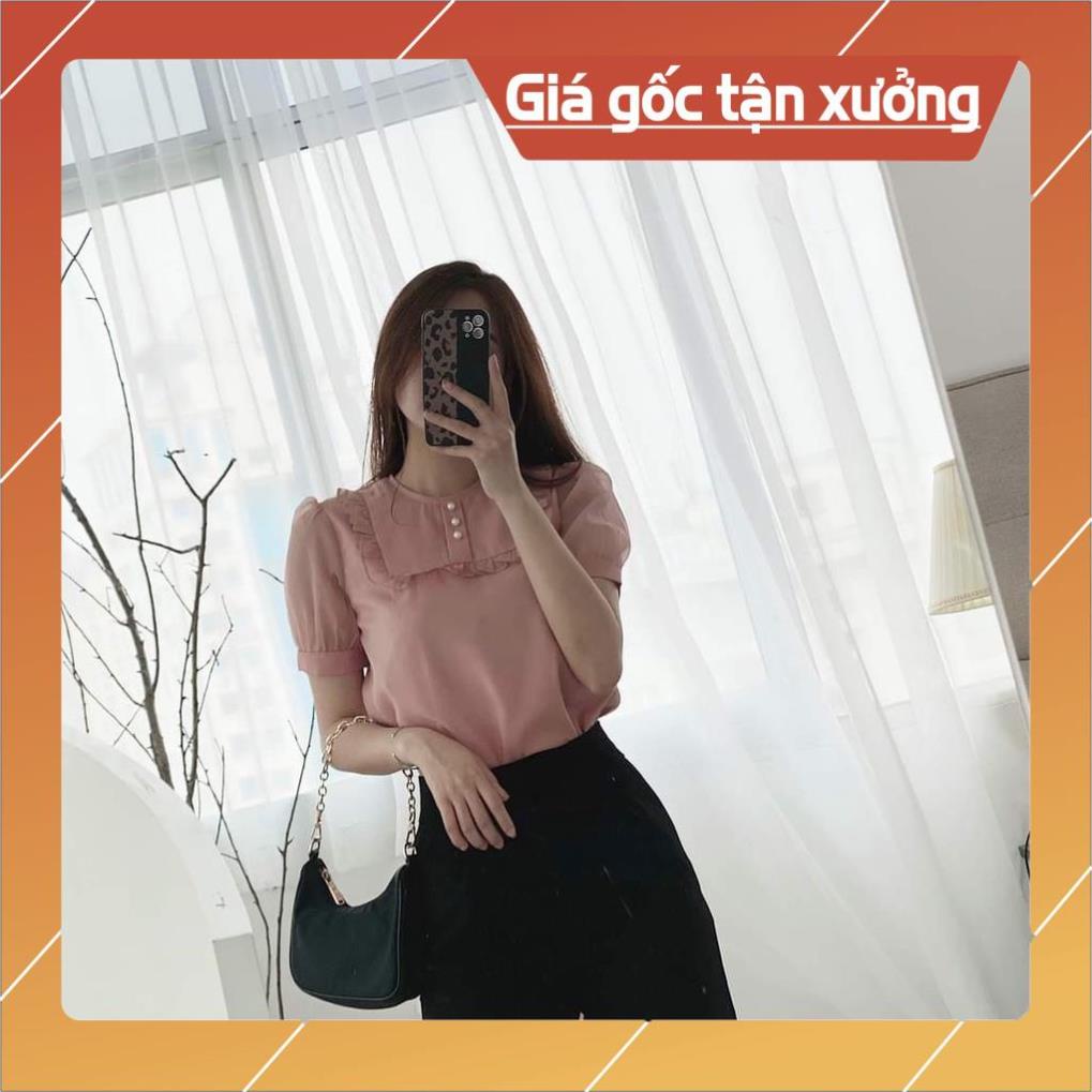 [SALE] Áo Sơ Mi Nữ viền bèo đính ngọc tay ngắn cổ tròn Gloria Shop 💖 - Ảnh Thật💖 Sơ mi kiểu [ SMGl01] | BigBuy360 - bigbuy360.vn