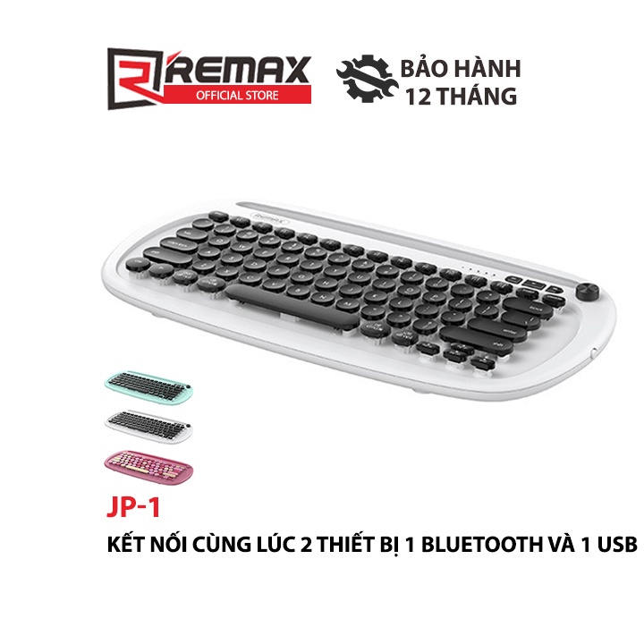 Bàn Phím Không Dây Remax JP-1 tích hợp khe để điện thoại, máy tính bảng kết nối cùng lúc 02 thiết bị Bluetooth và 01 USB