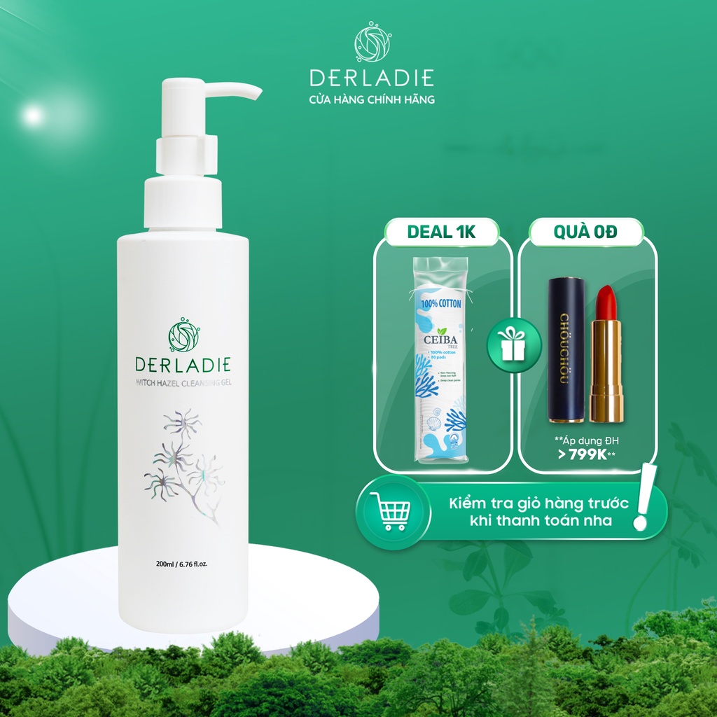 [Mã FMCGMALL -8% đơn 250K] Sữa rửa mặt Derladie Witch Hazel Cleansing Gel làm sạch, ngừa mụn trên da 200ml