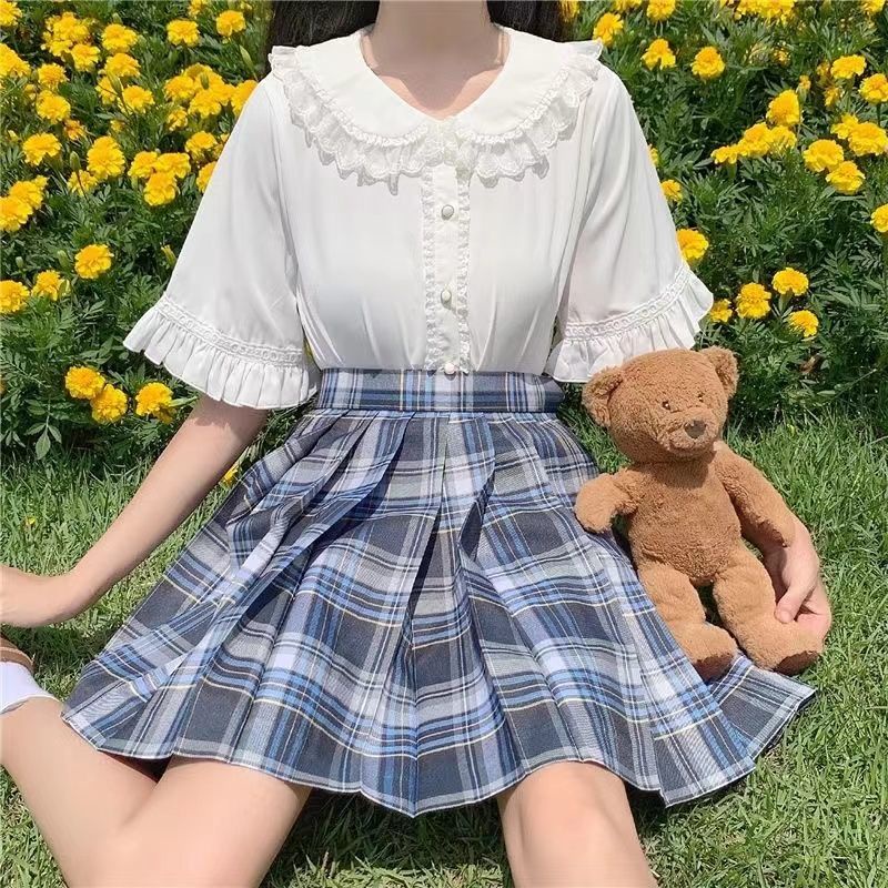 Áo Sơ Mi Tay Ngắn Cổ Búp Bê Phong Cách lolita Nhật Bản Thời Trang Mùa Hè Cho Nữ
