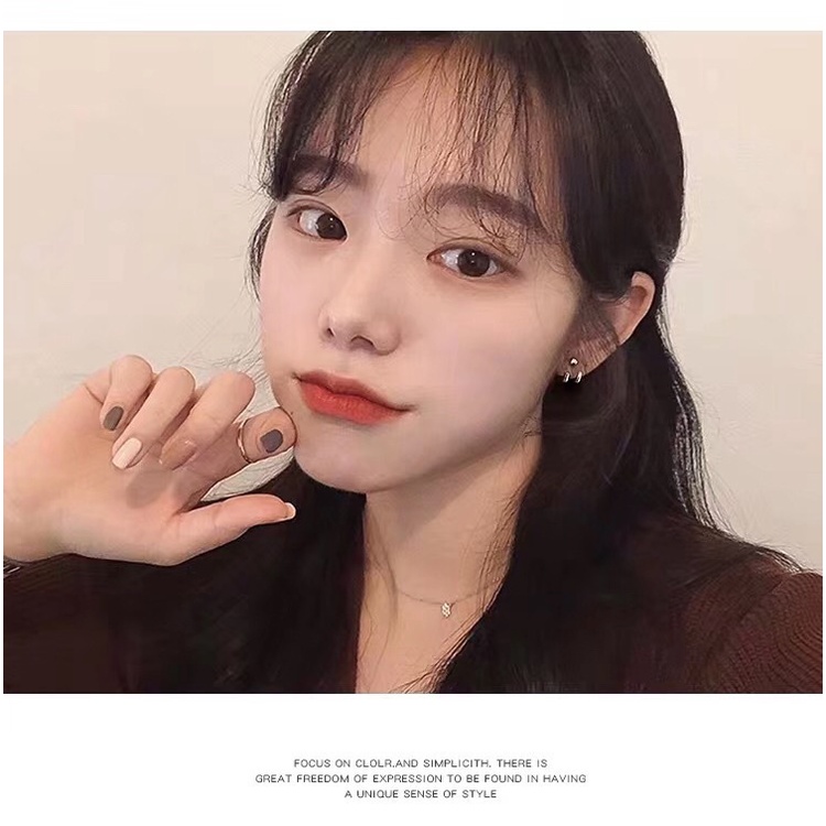 Khuyên Tai Mayebe Lavend Đơn Giản Bằng Bạc Có Thể Tháo Rời Phong Cách Hàn Quốc