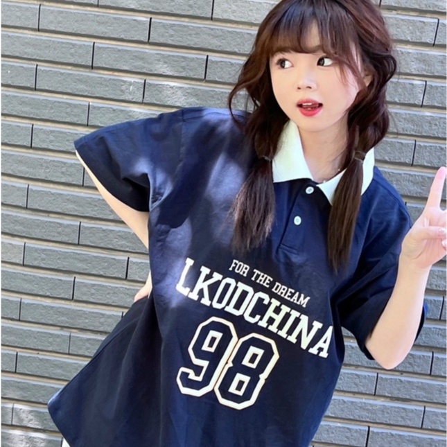 Áo thun polo nam nữ in hoạ tiết LK89 form rộng unisex phong cách ulzzang 2 màu xám trắng chất bo cotton Coolz