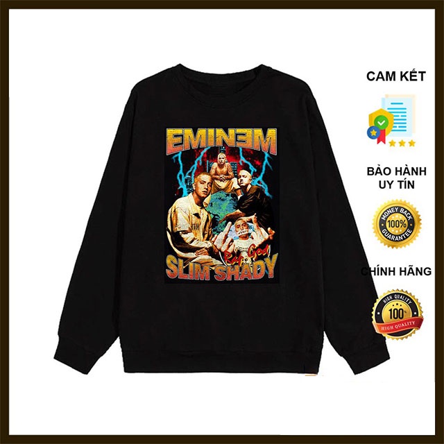 Áo Sweater Eminem Slim Shady - RAP GOD - Áo Nỉ Da Cá Dài Tay Hip Hop Unisex Form Rộng