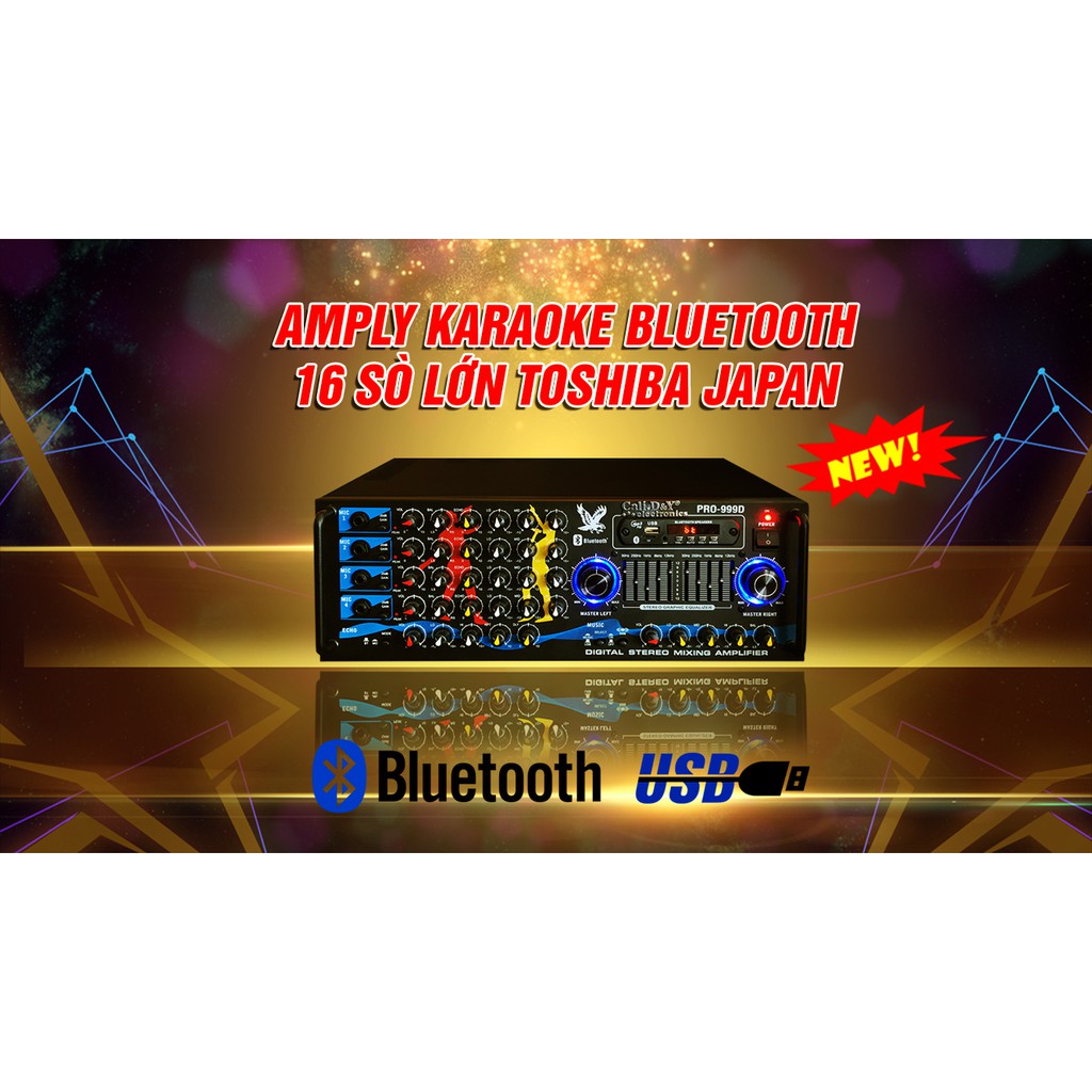Amply 16 sò Nhật lớn Cali DY PRO-999D Ampli USB Bluetooth karaoke gia đình tích hợp equalizer