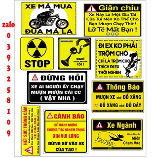 tem cảnh báo logo cảnh báo dán xe ( bộ 10 tem )