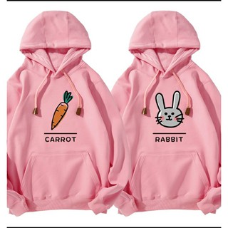 Áo hoodie đôi ( giá bán 2 cái ) thỏ và cà rốt , chất nỉ bông mịn , dày  100