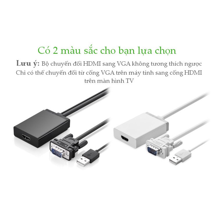 [Mã ELMALL300 giảm 7% đơn 500K] Bộ chuyển đổi VGA, audio sang HDMI Chính Hãng UGREEN MM106