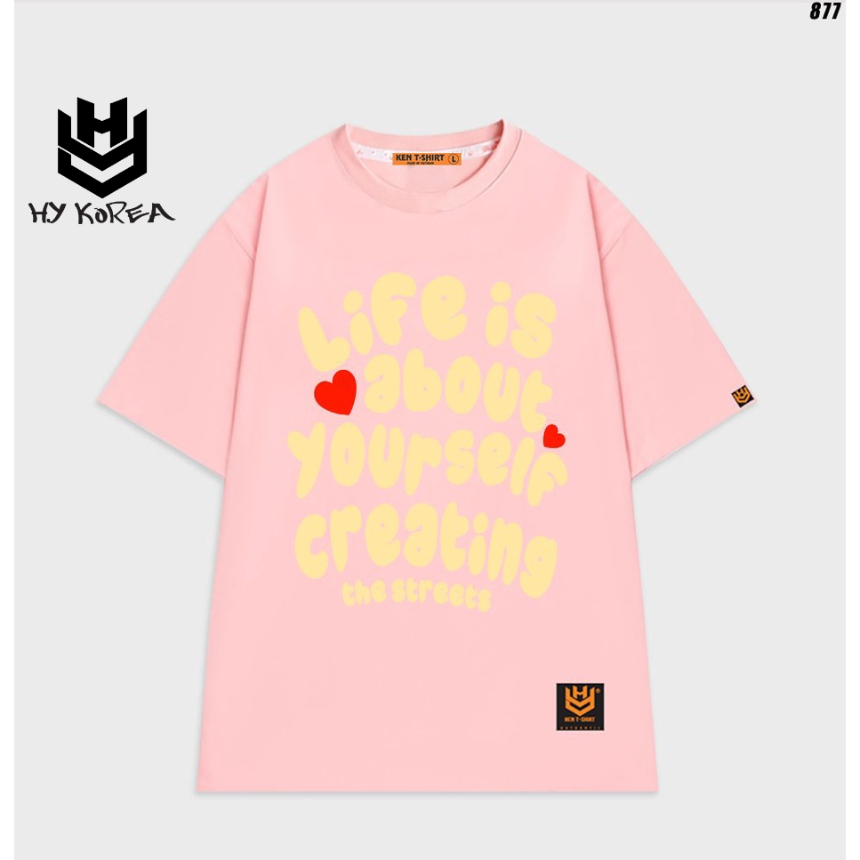 Áo thun tay lỡ form rộng unisex Life is about 877 HY KOREA