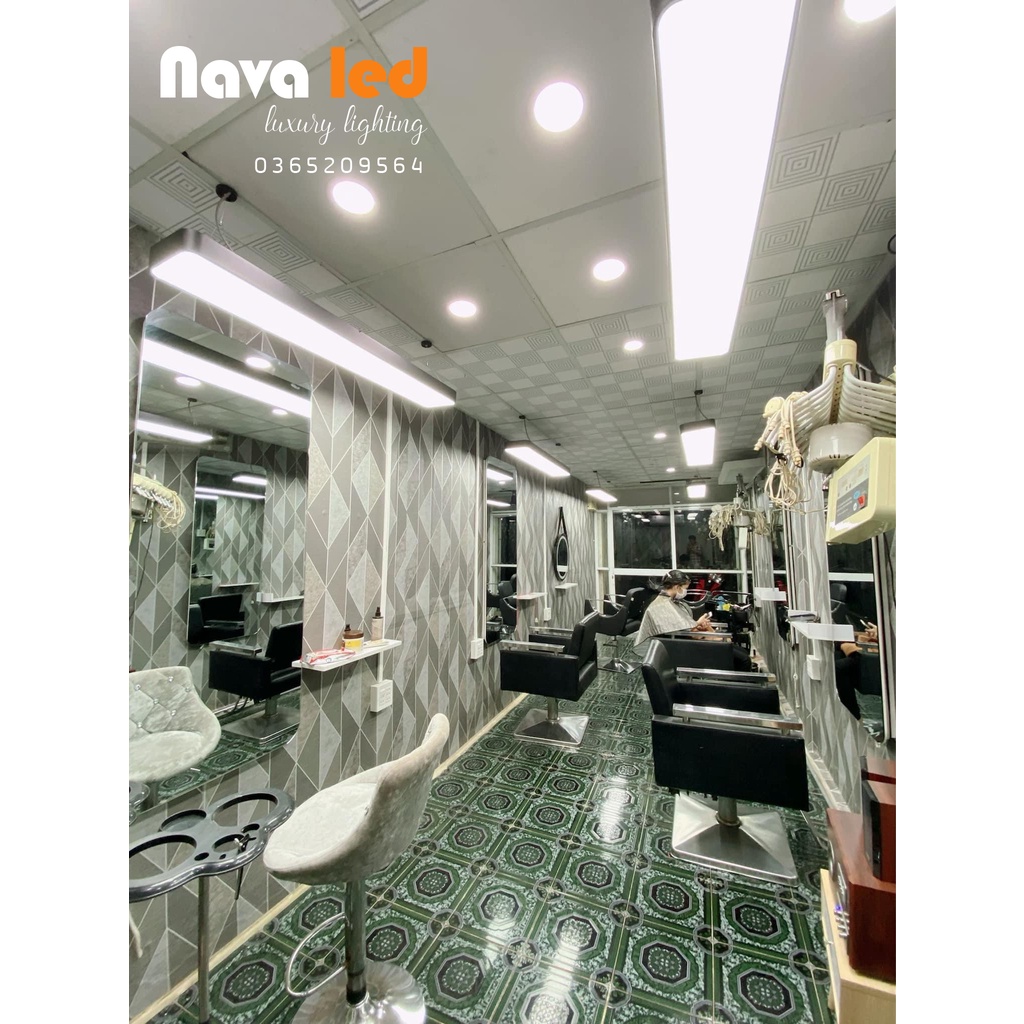 Đèn thả văn phòng, đèn thả salon D1,2m R20cm C6cm cạnh bo tròn 60w Siêu Sáng - NAVA LED