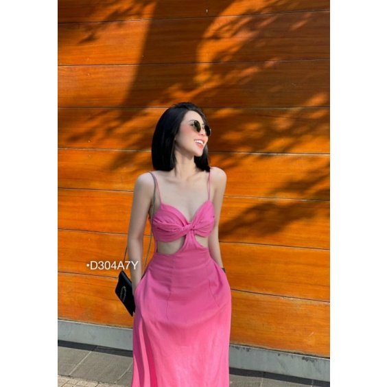 ĐẦM MAXI KHOÉT EO VÁY MAXI CUT OUT EO KIỂU 2 DÂY XOẮN NGỰC CÓ TÚI HÔNG MÀU NEON RỰC RỠ BEBEDOLL