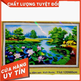 Tranh thêu Tay ĐẦM SEN MN0118