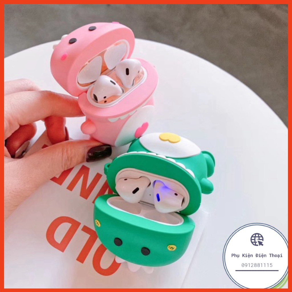 🦖Case airpods khủng long xanh hồng 🦖 Vỏ bao airpod 1 2 3 silicon đựng tai nghe không dây i11 i12 i18 i100 ... Pro ⚡