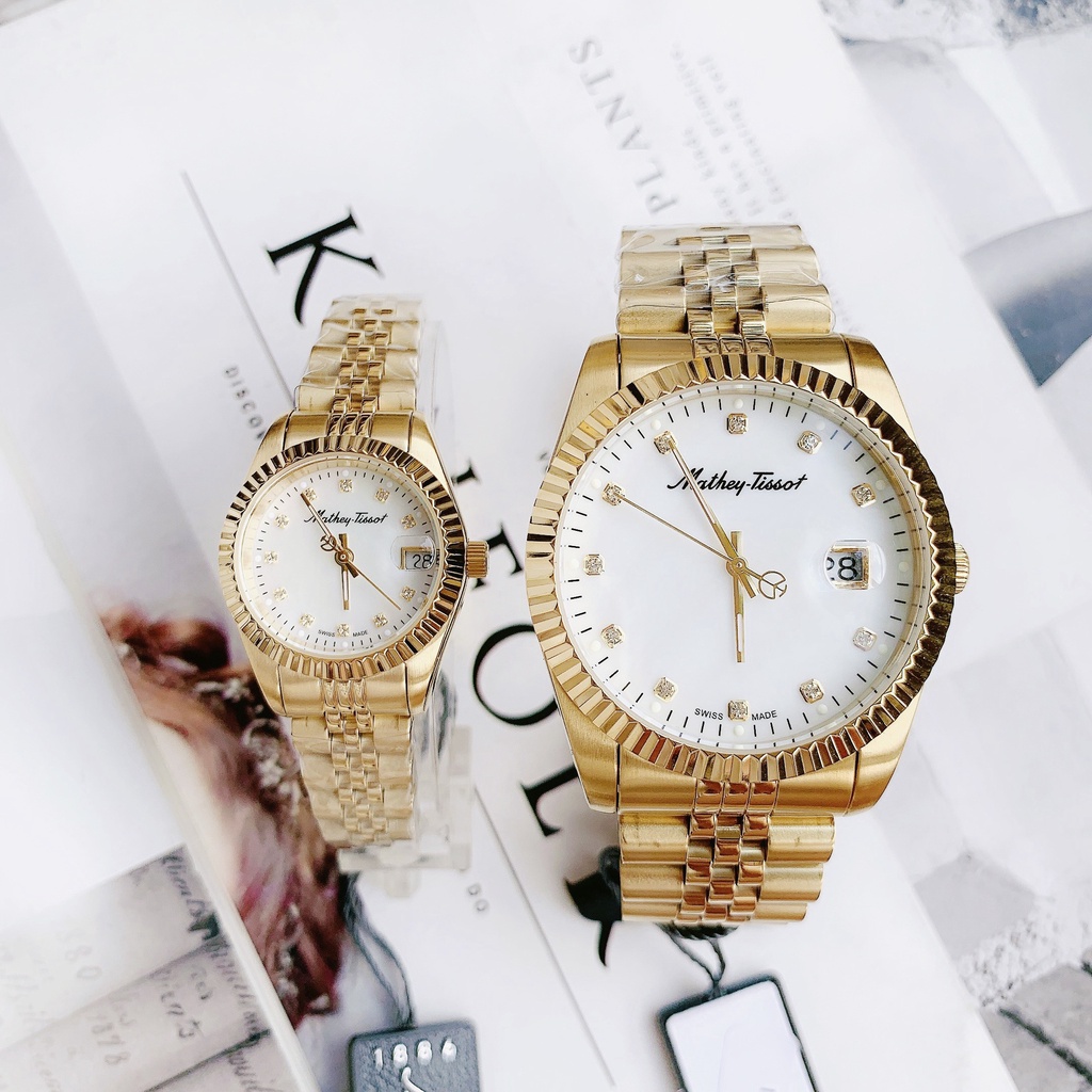 Đồng hồ đôi nam nữ dây thép Mathey Tissot H710PI Và D710PI