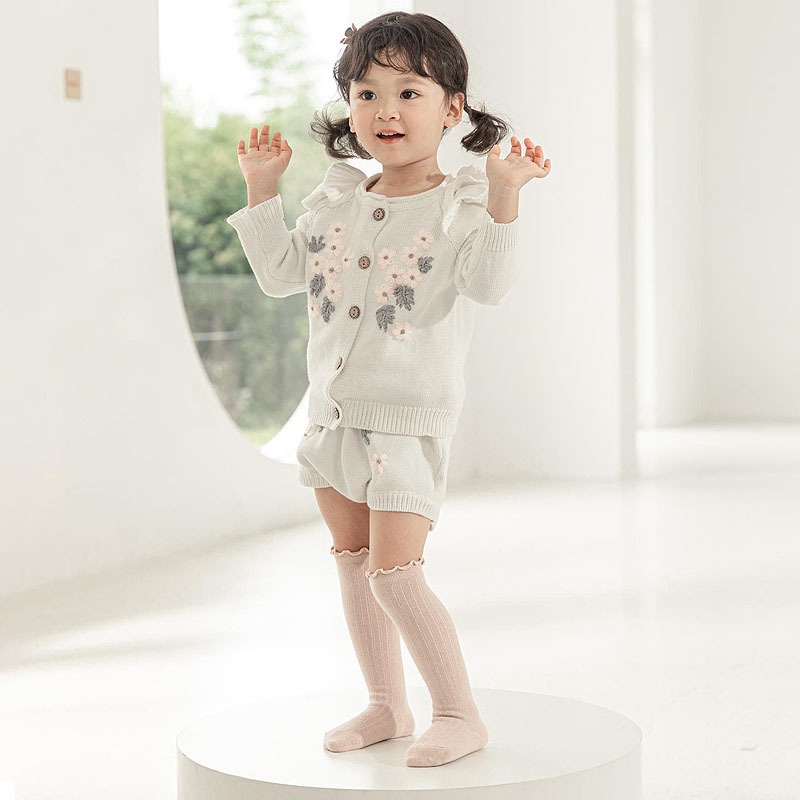 Vớ cotton Dài Qua Gối Phối Ren Màu Sắc Xinh Xắn Cho Bé Gái