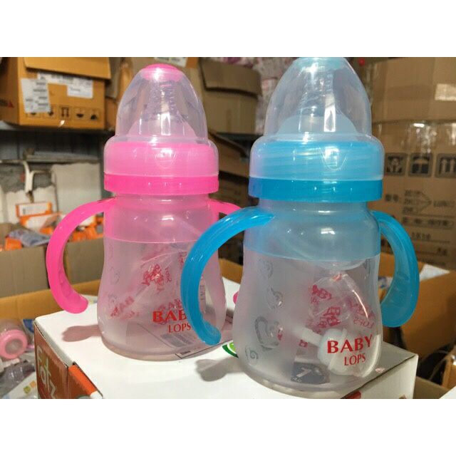 Bình sữa silicone cầm tay Baby Lops 150ml và 250ml có tặng kèm núm thìa và núm ti thay thế